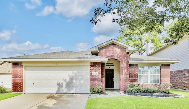 14022 Blackfoot Trail Run, Cypress, TX 77429 - single story home featuring brick siding, a garage, driveway, and roof with shingles