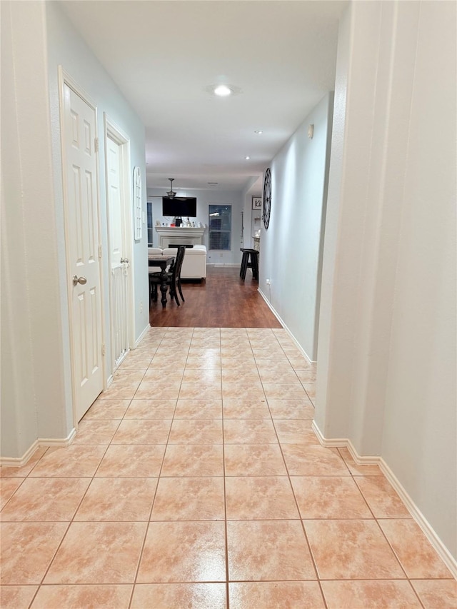 14022 Blackfoot Trail Run, Cypress, TX 77429 - hall with light tile patterned flooring and recessed lighting