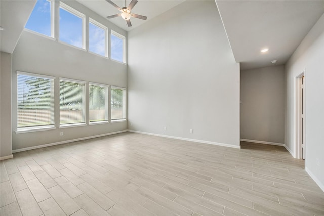 4805 Magnolia Springs Dr, Pearland, TX 77584 - spare room featuring a ceiling fan and light wood finished floors