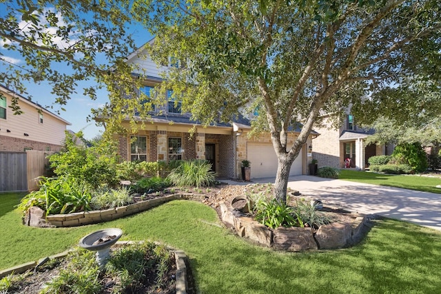 2209 Valley Blossum Ln, League City, TX 77573 - view of front of home with driveway, a garage, and brick siding