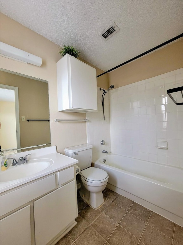 1515 Sandy Springs Rd Unit 1903, Houston, TX 77042 - full bathroom with bathing tub / shower combination, vanity, a textured ceiling, and tile patterned flooring