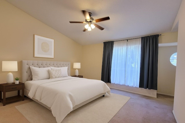 1515 Sandy Springs Rd Unit 1903, Houston, TX 77042 - bedroom with lofted ceiling, carpet, and ceiling fan