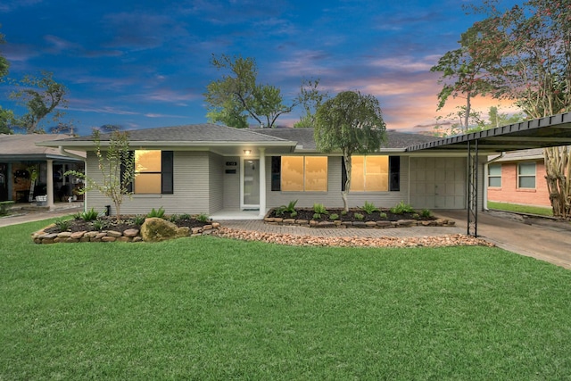 2215 Gardenia Dr, Houston, TX 77018 - ranch-style house featuring a carport, a lawn, and driveway