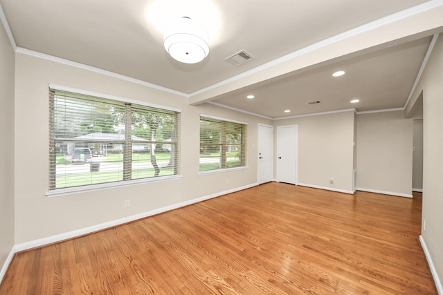 2215 Gardenia Dr, Houston, TX 77018 - unfurnished room featuring light wood-type flooring, crown molding, and recessed lighting