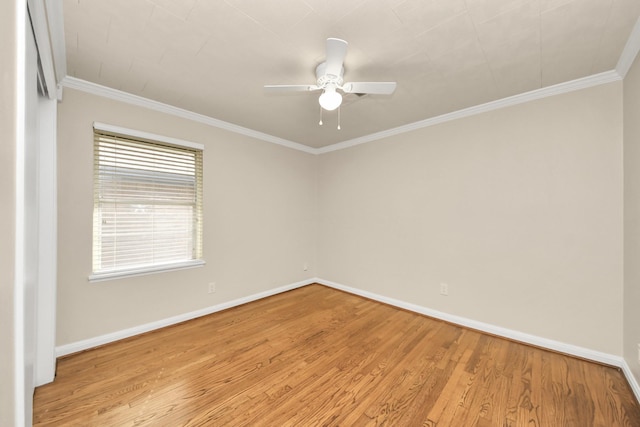 2215 Gardenia Dr, Houston, TX 77018 - spare room with wood finished floors, ceiling fan, and ornamental molding