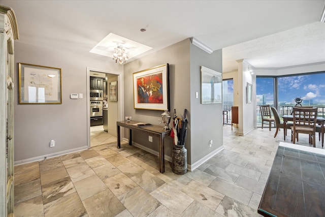 3350 Mccue Rd Unit 1504, Houston, TX 77056 - corridor with a chandelier and light stone finish flooring