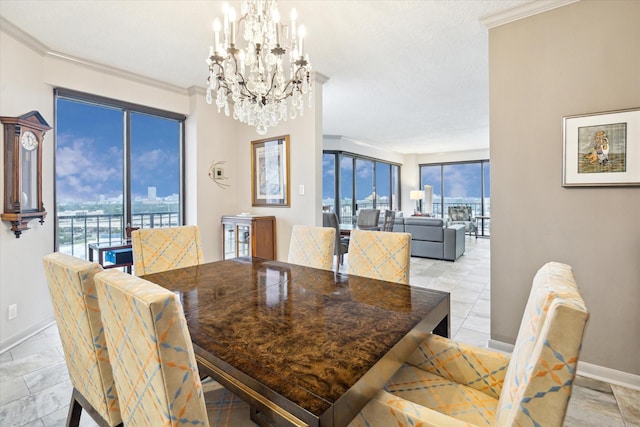 3350 Mccue Rd Unit 1504, Houston, TX 77056 - dining room with a chandelier, plenty of natural light, and ornamental molding