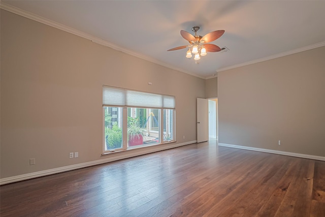 11914 Ashmead Dr, Houston, TX 77077 - spare room with a ceiling fan, ornamental molding, and wood finished floors
