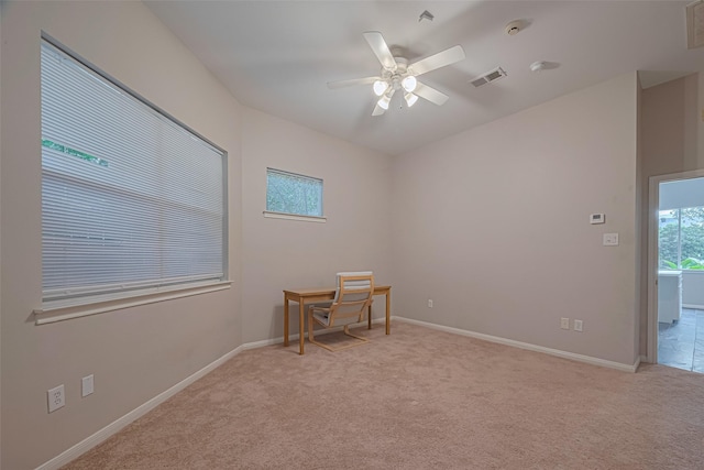 11914 Ashmead Dr, Houston, TX 77077 - empty room with light carpet, ceiling fan, and a smoke detector