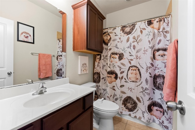 9906 Deborah Colony Ln, Humble, TX 77396 - full bath with vanity, tile patterned flooring, and a shower with curtain