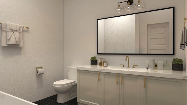 2720 Spence Rd, Houston, TX 77093 - full bathroom featuring vanity, a textured wall, and tile patterned floors