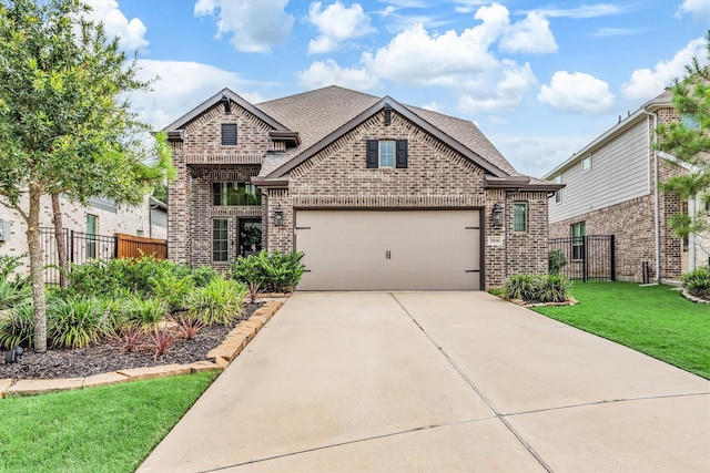 7906 Pershing Ave, Magnolia, TX 77354 - view of front of property with brick siding, an attached garage, concrete driveway, and roof with shingles