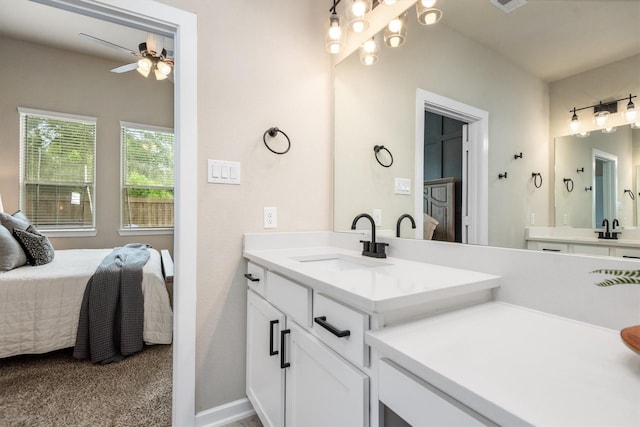 7906 Pershing Ave, Magnolia, TX 77354 - ensuite bathroom with a ceiling fan and vanity