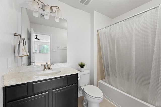 6 Inland Prairie Dr, Tomball, TX 77375 - full bathroom with vanity, shower / tub combo with curtain, and ceiling fan