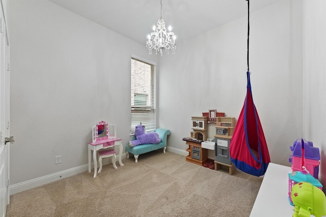 6 Inland Prairie Dr, Tomball, TX 77375 - playroom with a chandelier and carpet flooring
