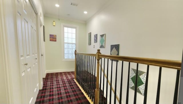 2006 Buffalo Ter, Houston, TX 77019 - corridor featuring carpet floors, recessed lighting, and an upstairs landing