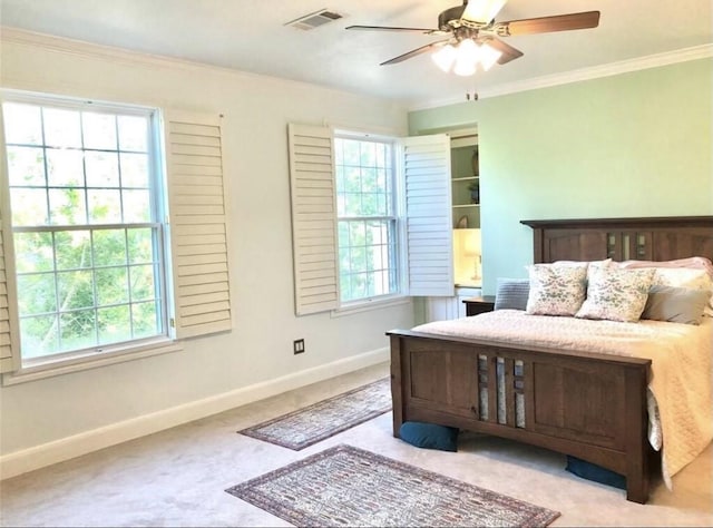 2006 Buffalo Ter, Houston, TX 77019 - carpeted bedroom with ornamental molding and ceiling fan