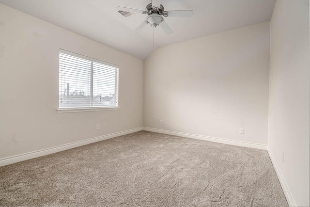 5817 Katy St, Houston, TX 77007 - empty room with carpet floors, a ceiling fan, and lofted ceiling