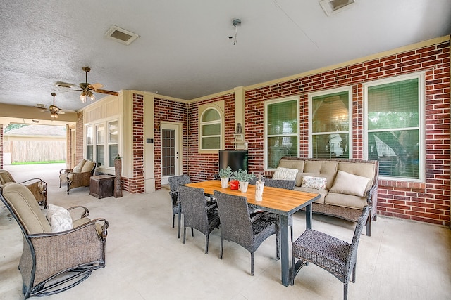 9706 Broadley Dr, Sugar Land, TX 77498 - view of patio / terrace with outdoor lounge area, outdoor dining space, and ceiling fan
