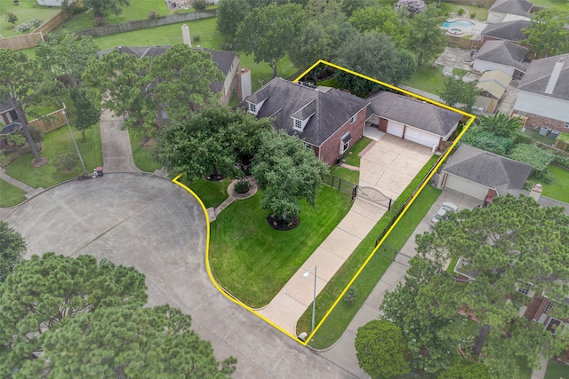 9706 Broadley Dr, Sugar Land, TX 77498 - aerial view of residential area featuring property parcel outlined
