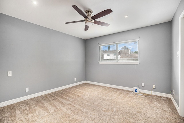 3014 Bayou Dr, La Porte, TX 77571 - unfurnished room with carpet flooring, a ceiling fan, and recessed lighting