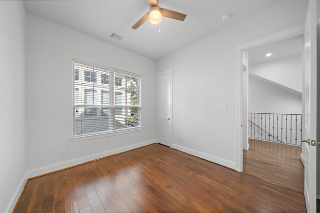 2924 Leeland St, Houston, TX 77003 - spare room with ceiling fan, dark wood-type flooring, and a smoke detector