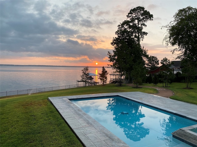 110 Penguin Pt, Point Blank, TX 77364 - view of swimming pool with a water view and a pool with connected hot tub