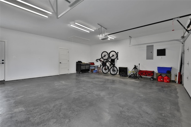 110 Penguin Pt, Point Blank, TX 77364 - garage featuring electric panel and a garage door opener