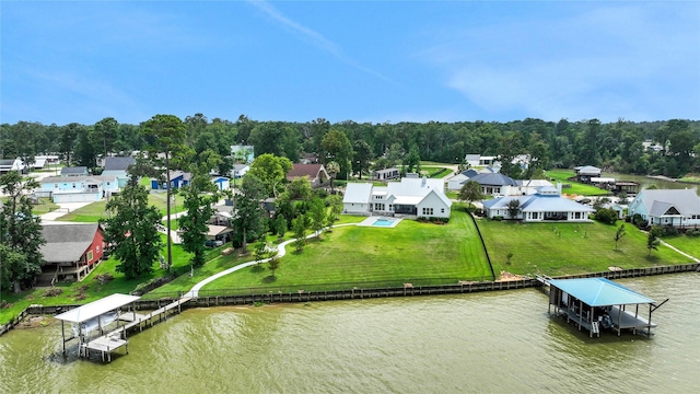 110 Penguin Pt, Point Blank, TX 77364 - aerial perspective of suburban area featuring a large body of water