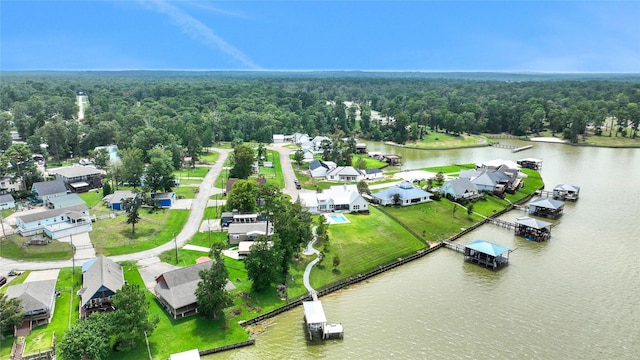 110 Penguin Pt, Point Blank, TX 77364 - aerial perspective of suburban area featuring a forest and a nearby body of water