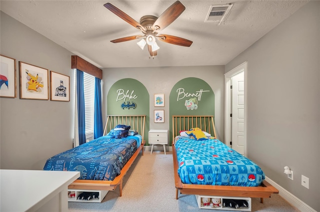 10252 Sunset Ln, Conroe, TX 77385 - bedroom with carpet and a ceiling fan