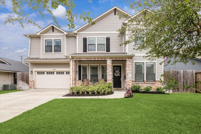1346 Thornton Rd, Houston, TX 77018 - craftsman-style house featuring driveway, an attached garage, a porch, and brick siding