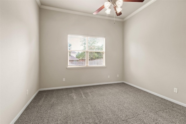187 Black Swan Pl, The Woodlands, TX 77354 - empty room with a ceiling fan, carpet, and crown molding