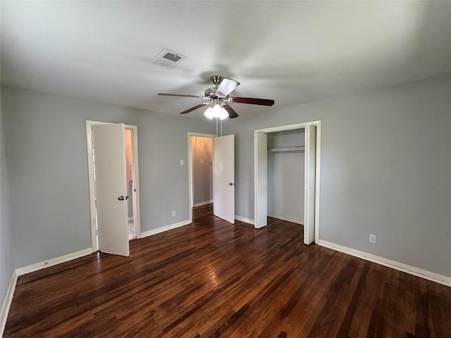 14410 Henry Rd, Houston, TX 77060 - unfurnished bedroom with wood finished floors, a closet, and a ceiling fan