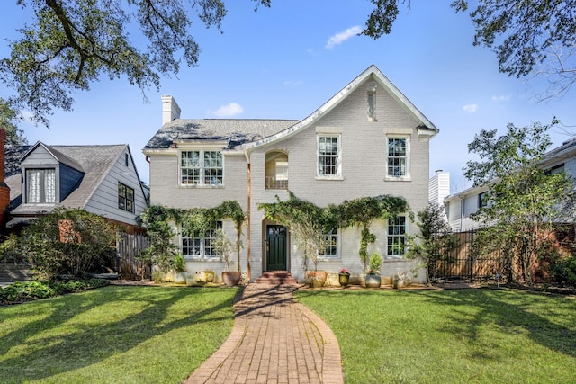 2248 Robinhood St, Houston, TX 77005 - view of front facade with brick siding and a chimney