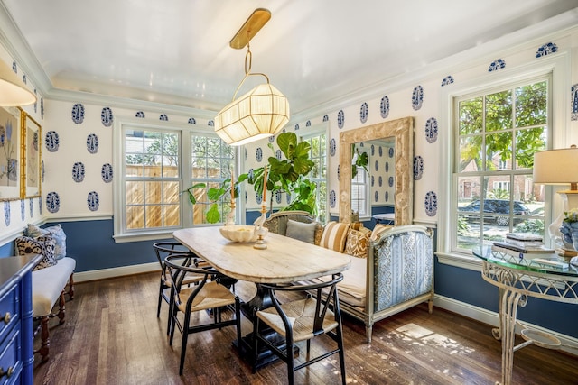 2248 Robinhood St, Houston, TX 77005 - dining room featuring hardwood / wood-style flooring and ornamental molding