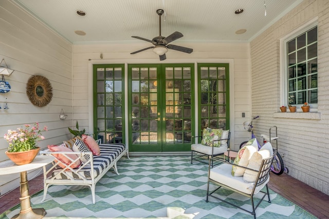 2248 Robinhood St, Houston, TX 77005 - view of patio featuring french doors and a ceiling fan