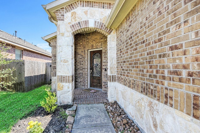 23719 Scotsman Dr, Katy, TX 77493 - view of exterior entry featuring brick siding and stone siding