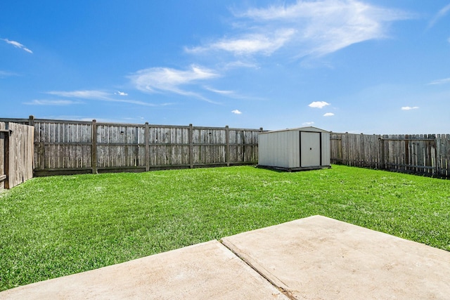 23719 Scotsman Dr, Katy, TX 77493 - fenced backyard featuring a storage unit and a patio area