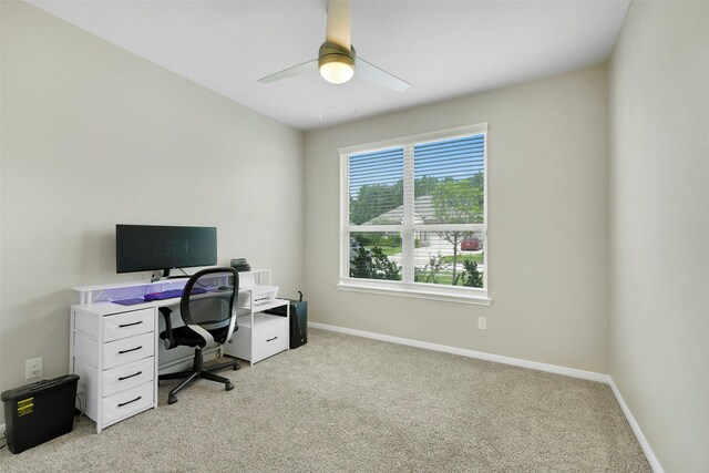 12806 Durham Creek Ln, Tomball, TX 77375 - home office with light carpet and a ceiling fan