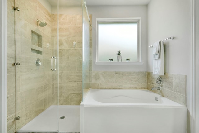 12806 Durham Creek Ln, Tomball, TX 77375 - full bath with a garden tub and a stall shower