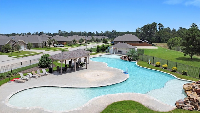 12806 Durham Creek Ln, Tomball, TX 77375 - community pool with a gazebo, a patio area, and a residential view