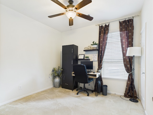 6003 Rivergrove Bend Dr, Humble, TX 77346 - carpeted office space featuring a ceiling fan and plenty of natural light