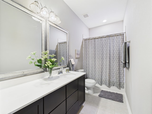 6003 Rivergrove Bend Dr, Humble, TX 77346 - full bathroom with vanity, tile patterned flooring, and shower / bath combination with curtain