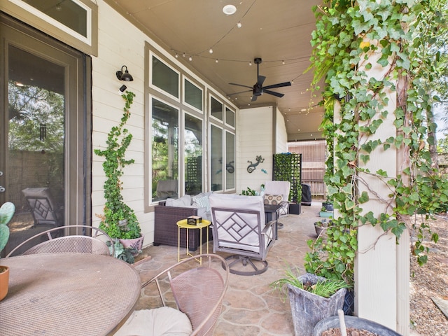 6003 Rivergrove Bend Dr, Humble, TX 77346 - view of patio with ceiling fan, outdoor lounge area, and outdoor dining area