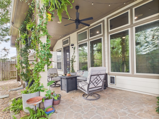 6003 Rivergrove Bend Dr, Humble, TX 77346 - view of patio with outdoor lounge area and ceiling fan