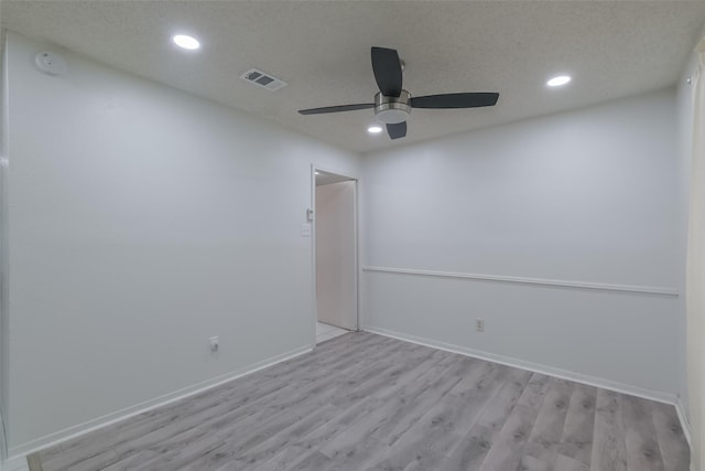 5026 Algernon Dr, Spring, TX 77373 - unfurnished room featuring ceiling fan, light wood-style floors, recessed lighting, and a smoke detector