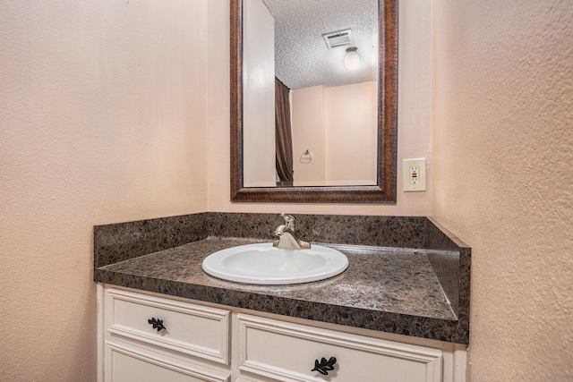 6302 Amie Ln, Pearland, TX 77584 - bathroom featuring vanity, a textured wall, and a textured ceiling
