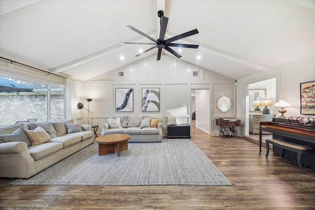 735 Rennie Dr, Katy, TX 77450 - living room featuring ceiling fan, dark wood-type flooring, and recessed lighting
