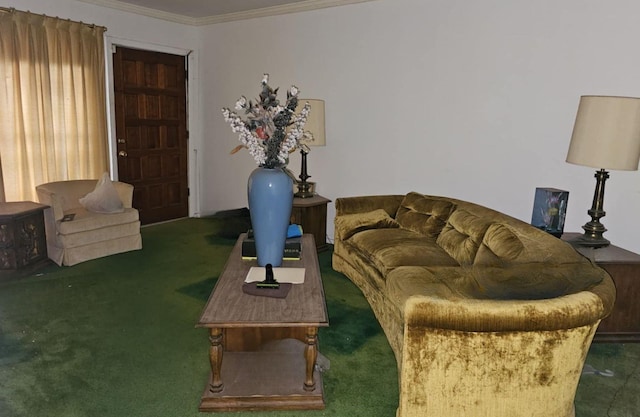 4721 Paradise Ln, Houston, TX 77048 - carpeted living area with ornamental molding